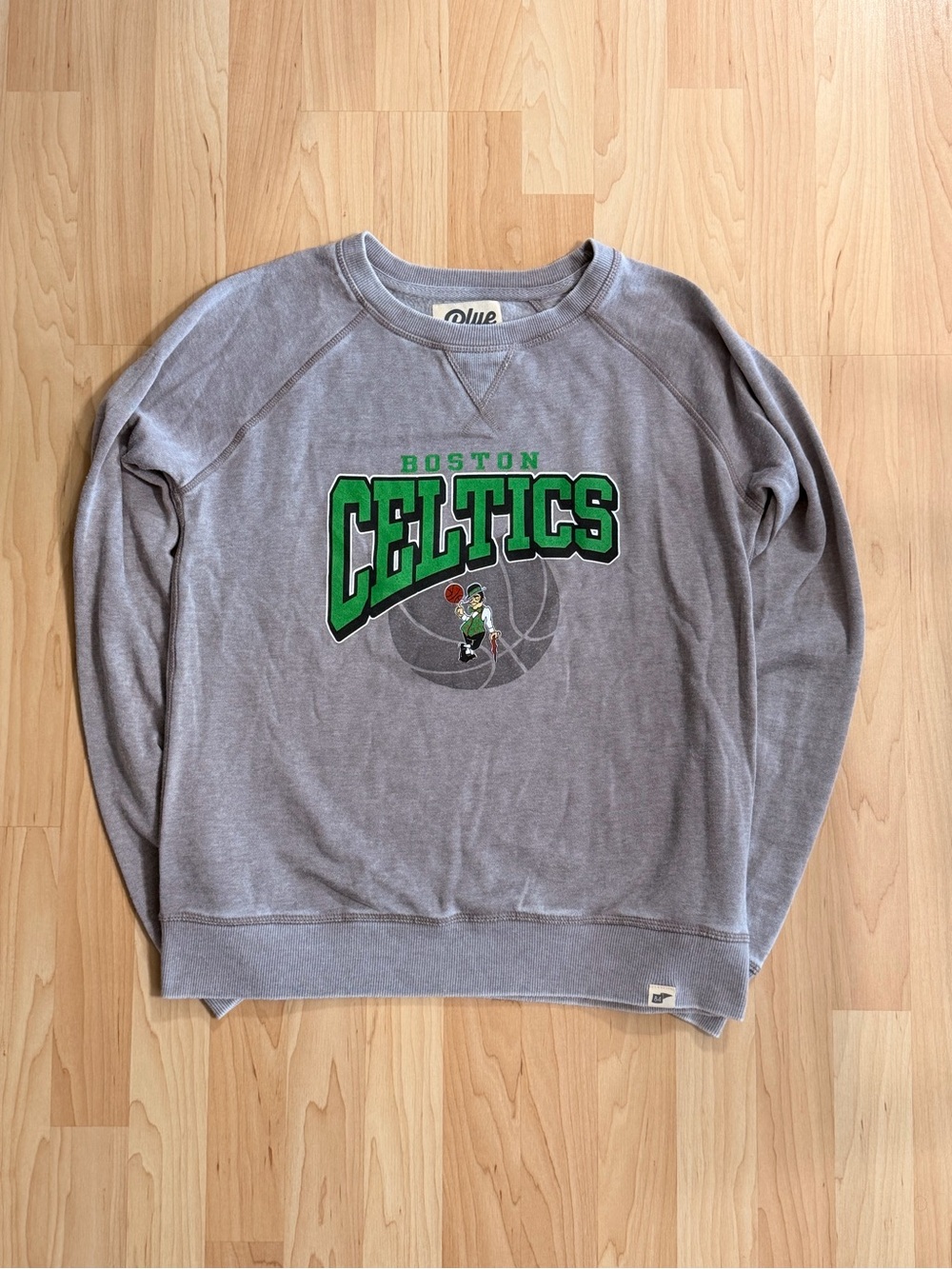 Blue 84 Gray Boston Celtics Graphic Crewneck Sweatshirt